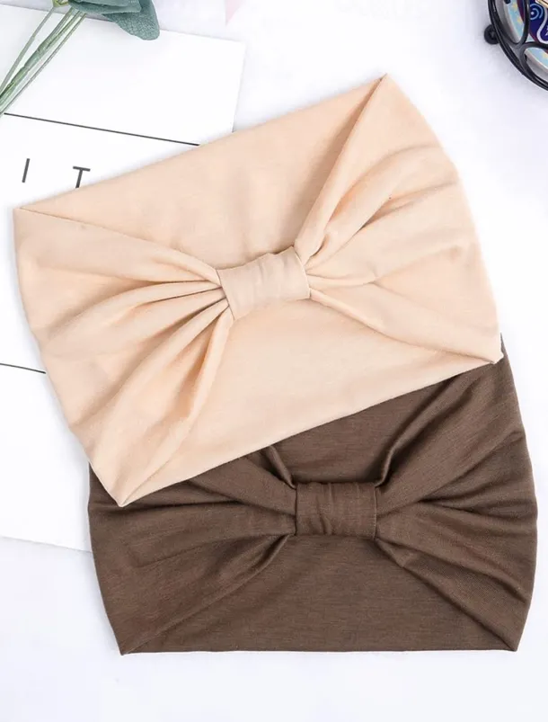 2pcs Headbands for Women Wide Head Bands Non Slip Boho Womens Hair Band Fashion Knotted Workout Yoga Leopard Turban Head Wraps