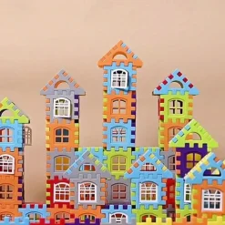 100pcs House Assembly Building Blocks Large Size Creative Square Block Building Blocks Basic Assembly Building Blocks Educational DIY Assembly Toys Birthday Gifts Christmas Halloween Gift