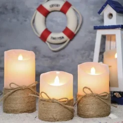 3pcs Huge Flameless LED Candles Hemp Rope for Scene Decor Holiday Accessory Birthday Party Supplies Room Decor Christmas Gift Home Decor