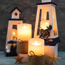 3pcs Huge Flameless LED Candles Hemp Rope for Scene Decor Holiday Accessory Birthday Party Supplies Room Decor Christmas Gift Home Decor