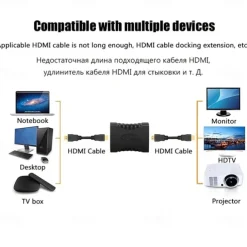 2PCS 4K HDMI Extender Female To Female Converter Extension Adapter For Monitor Display Laptop PS4/3 PC TV Hdmi Cable Extension