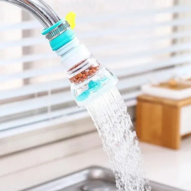 2Pcs Kitchen Water Filter Faucet Head Replacement, 360 Adjustable Flexible Tap Extender Water Saving Sprayer Aerator Nozzle Attachment Diffuser Bathroom Accessories