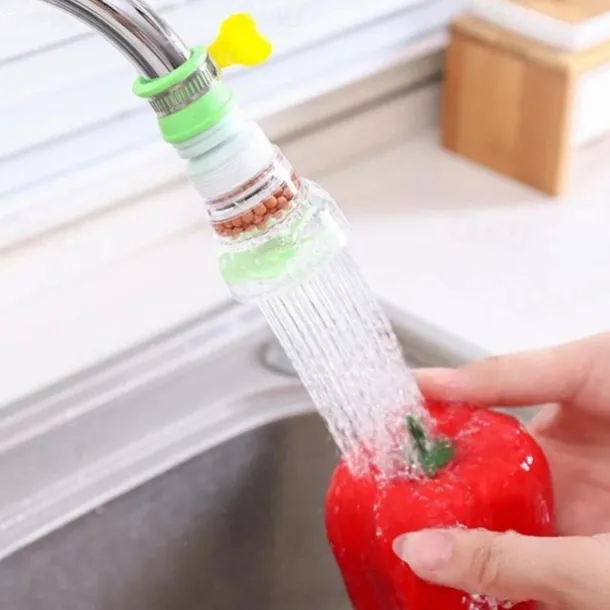 2Pcs Kitchen Water Filter Faucet Head Replacement, 360 Adjustable Flexible Tap Extender Water Saving Sprayer Aerator Nozzle Attachment Diffuser Bathroom Accessories