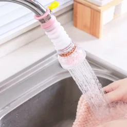 2Pcs Kitchen Water Filter Faucet Head Replacement, 360 Adjustable Flexible Tap Extender Water Saving Sprayer Aerator Nozzle Attachment Diffuser Bathroom Accessories