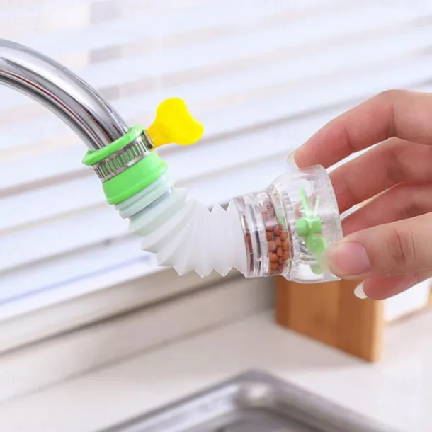 2Pcs Kitchen Water Filter Faucet Head Replacement, 360 Adjustable Flexible Tap Extender Water Saving Sprayer Aerator Nozzle Attachment Diffuser Bathroom Accessories