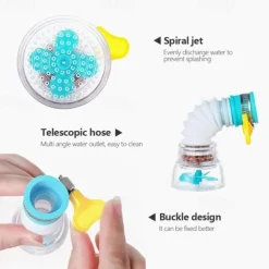 2Pcs Kitchen Water Filter Faucet Head Replacement, 360 Adjustable Flexible Tap Extender Water Saving Sprayer Aerator Nozzle Attachment Diffuser Bathroom Accessories