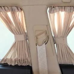 2pcs 50L Stretchable Plastic Rail Car Side Window Sunshade Curtain Auto Window Sun Visor With Elastic Cord - Black/Beige/Gray