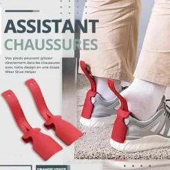 2pcs Lazy Shoes Helper, Sock Slider Handled Shoe Horn Shoe Lifting Helper, for Seniors Elderly Disabled Plastic Shoehorn Fits All Shoes