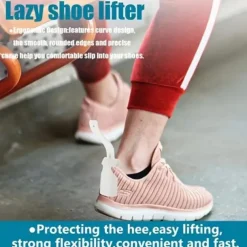 2pcs Lazy Shoes Helper, Sock Slider Handled Shoe Horn Shoe Lifting Helper, for Seniors Elderly Disabled Plastic Shoehorn Fits All Shoes