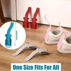 2pcs Lazy Shoes Helper, Sock Slider Handled Shoe Horn Shoe Lifting Helper, for Seniors Elderly Disabled Plastic Shoehorn Fits All Shoes