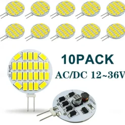 10pcs LED Bi pin Lights 24LED AC/DC12V-36V Constant Current Wide Voltage Corn Lights LED Bi-pin Lights G4 Pin 5730 SMD Beads Window Cabinet Lamp Household Interior Lamp Decorative Lamp Light Source