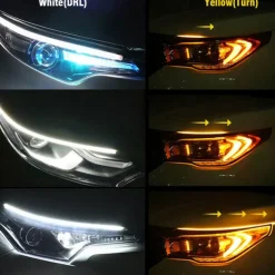 2pcs LED DRL Car Light Daytime Running Strip Light Flexible Waterproof Auto Headlights Brake Flow Tube Light Turn Signal White Yellow Blue 12V 30/45/60cm with Driver