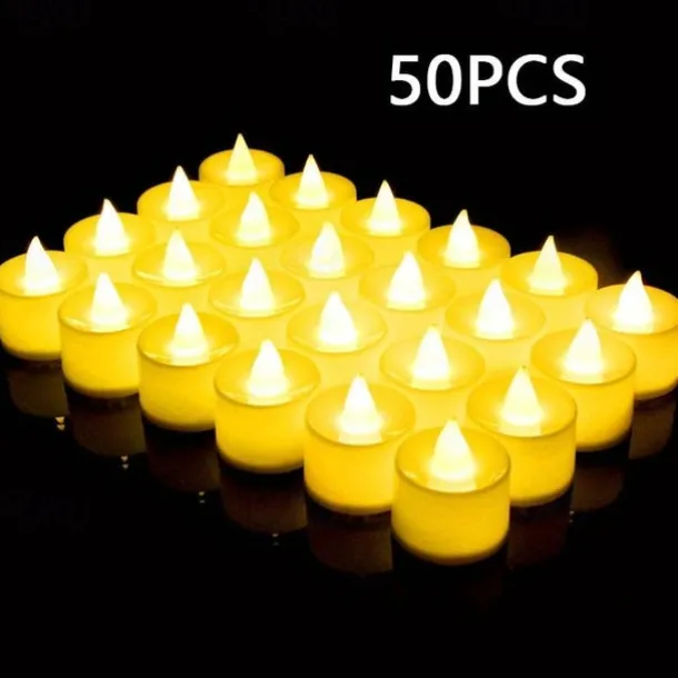 24/50pcs LED Electronic Candle Lamp, Round White Shell Nightlight, Small LED Light, For Valentine's Day, Christmas, Various Holiday Decoration