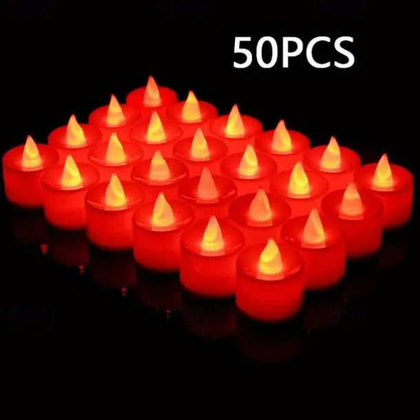24/50pcs LED Electronic Candle Lamp, Round White Shell Nightlight, Small LED Light, For Valentine's Day, Christmas, Various Holiday Decoration