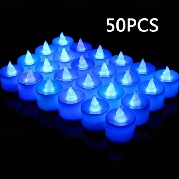24/50pcs LED Electronic Candle Lamp, Round White Shell Nightlight, Small LED Light, For Valentine's Day, Christmas, Various Holiday Decoration