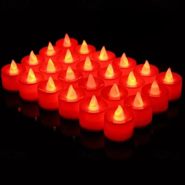 24/50pcs LED Electronic Candle Lamp, Round White Shell Nightlight, Small LED Light, For Valentine's Day, Christmas, Various Holiday Decoration