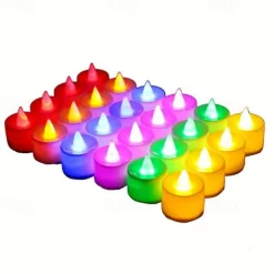 24/50pcs LED Electronic Candle Lamp, Round White Shell Nightlight, Small LED Light, For Valentine's Day, Christmas, Various Holiday Decoration