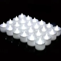 24/50pcs LED Electronic Candle Lamp, Round White Shell Nightlight, Small LED Light, For Valentine's Day, Christmas, Various Holiday Decoration