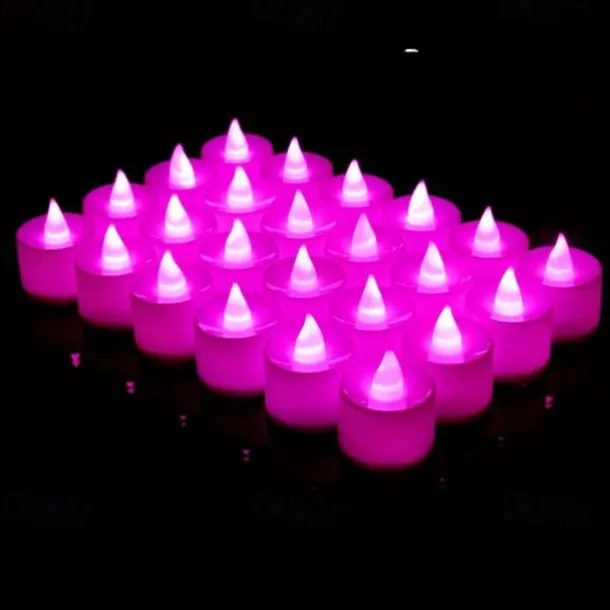 24/50pcs LED Electronic Candle Lamp, Round White Shell Nightlight, Small LED Light, For Valentine's Day, Christmas, Various Holiday Decoration
