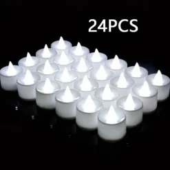 24/50pcs LED Electronic Candle Lamp, Round White Shell Nightlight, Small LED Light, For Valentine's Day, Christmas, Various Holiday Decoration