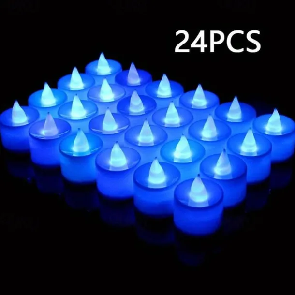 24/50pcs LED Electronic Candle Lamp, Round White Shell Nightlight, Small LED Light, For Valentine's Day, Christmas, Various Holiday Decoration