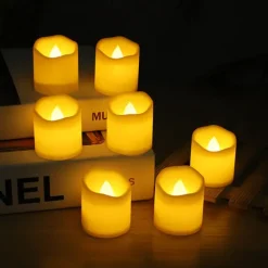 12pcs LED Flameless Timer Candles Long Lasting Battery Operated Tea Lights for Christmas Halloween Wedding Table Decorations Warm White