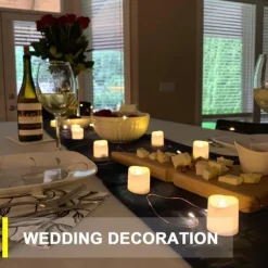 12pcs LED Flameless Timer Candles Long Lasting Battery Operated Tea Lights for Christmas Halloween Wedding Table Decorations Warm White