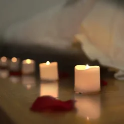 12pcs LED Flameless Timer Candles Long Lasting Battery Operated Tea Lights for Christmas Halloween Wedding Table Decorations Warm White