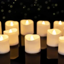 12pcs LED Flameless Timer Candles Long Lasting Battery Operated Tea Lights for Christmas Halloween Wedding Table Decorations Warm White