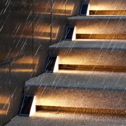 2pcs LED Groud Lights Solar Step Lights Outdoor Stair Lights LED Lens Design Super Bright IP67 Waterproof Anti-theft Stair Light Decor Lighting For Garden Deck Garden Lamp