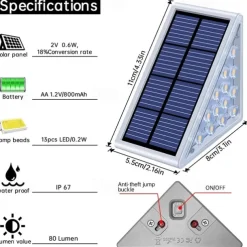 2pcs LED Groud Lights Solar Step Lights Outdoor Stair Lights LED Lens Design Super Bright IP67 Waterproof Anti-theft Stair Light Decor Lighting For Garden Deck Garden Lamp