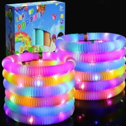 5/10/12pcs LED Jumbo Light Up Pop Fidget Tubes - Large Glow Sticks for Party Supplies and Stress Relief