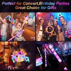 5/10/12pcs LED Jumbo Light Up Pop Fidget Tubes - Large Glow Sticks for Party Supplies and Stress Relief