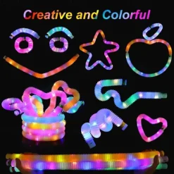 5/10/12pcs LED Jumbo Light Up Pop Fidget Tubes - Large Glow Sticks for Party Supplies and Stress Relief