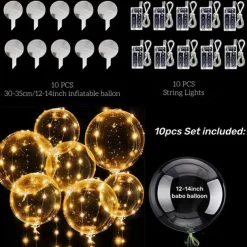 10PCS LED Light up Balloon LED String Lights 16” Colorful Luminous Prom Decorations Balloons Lights for Wedding, Party, Birthday & Room Decor