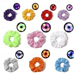 5pcs LED Luminous Hair Scrunchies Light Up Hair Scrunchies Elastic Light Women Girls Hair Bands for Halloween Christmas Party