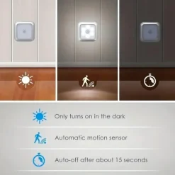 3pcs LED Motion Sensor Night Light Set, 6LED Closet Cabinet Sensor Light Automatic Infrared Activated Battery Powered for Novelty Place Closet, Cabinet, Stair, Bedroom, Corridor, Toilet, Wardrobe