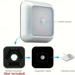 3pcs LED Motion Sensor Night Light Set, 6LED Closet Cabinet Sensor Light Automatic Infrared Activated Battery Powered for Novelty Place Closet, Cabinet, Stair, Bedroom, Corridor, Toilet, Wardrobe