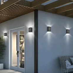 4PCS LED Solar Outdoor Wall Lights Waterproof Up and Down Lighting 2LED Outdoor Waterproof Fence Light Suitable for Yard Garage Porch Garden Decoration