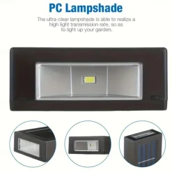 4PCS LED Solar Outdoor Wall Lights Waterproof Up and Down Lighting 2LED Outdoor Waterproof Fence Light Suitable for Yard Garage Porch Garden Decoration