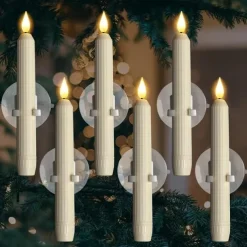 6pcs LED Taper Candles Flame Led Electronic Candle Warm Yellow Light with Suction Cups for Christmas Holidays New Year Window Fireplace Decoration for Halloween