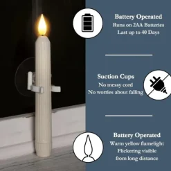 6pcs LED Taper Candles Flame Led Electronic Candle Warm Yellow Light with Suction Cups for Christmas Holidays New Year Window Fireplace Decoration for Halloween