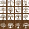12pcs Life of Tree Paint Painting Stencils Reusable Stencils Wall Stencils DIY Craft Stencils (TreeTheme)