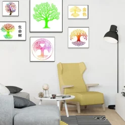 12pcs Life of Tree Paint Painting Stencils Reusable Stencils Wall Stencils DIY Craft Stencils (TreeTheme)