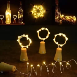 10PCS 2M LED Solar Bottle Stopper Cork String Lights, 20 LEDs Copper Wire Fairy Lights for Christmas Outdoor Garden Decoration, Weddings and Parties