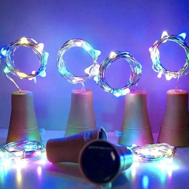 10PCS 2M LED Solar Bottle Stopper Cork String Lights, 20 LEDs Copper Wire Fairy Lights for Christmas Outdoor Garden Decoration, Weddings and Parties