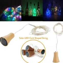10PCS 2M LED Solar Bottle Stopper Cork String Lights, 20 LEDs Copper Wire Fairy Lights for Christmas Outdoor Garden Decoration, Weddings and Parties