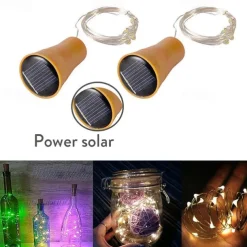 10PCS 2M LED Solar Bottle Stopper Cork String Lights, 20 LEDs Copper Wire Fairy Lights for Christmas Outdoor Garden Decoration, Weddings and Parties