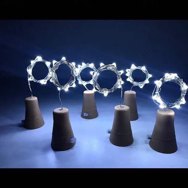 10PCS 2M LED Solar Bottle Stopper Cork String Lights, 20 LEDs Copper Wire Fairy Lights for Christmas Outdoor Garden Decoration, Weddings and Parties