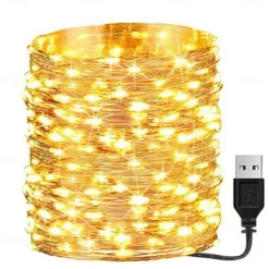 2pcs 20M LED String Lights, USB Fairy String Lights 400 LEDs Warm White, White, Blue Outdoor for Christmas Flexible Decoration